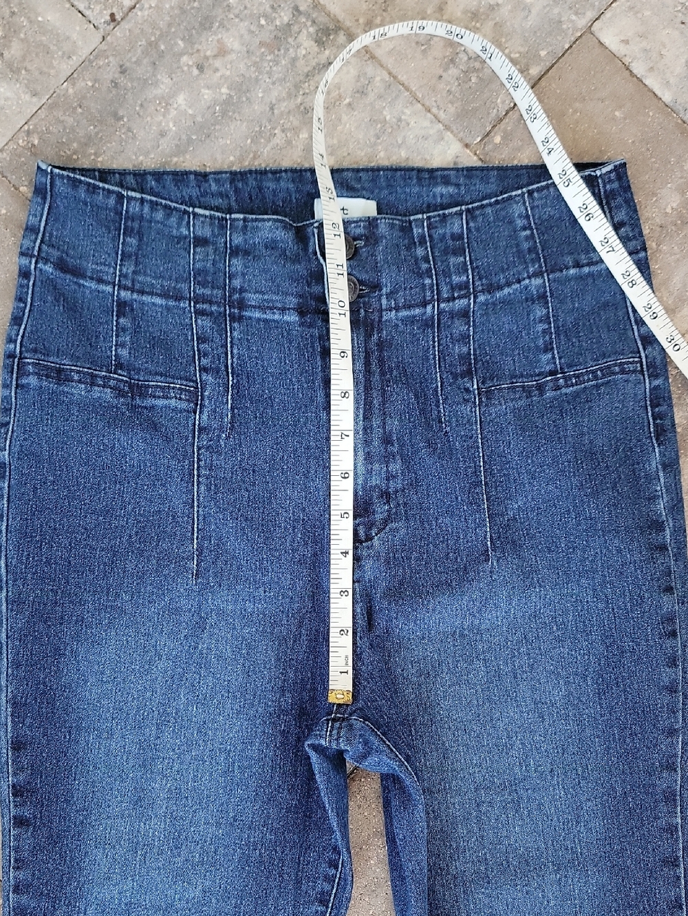 True Craft Corset Waist Flare Dark Wash Jeans Sz 12 Has Stretch No Pockets - Picture 8 of 11